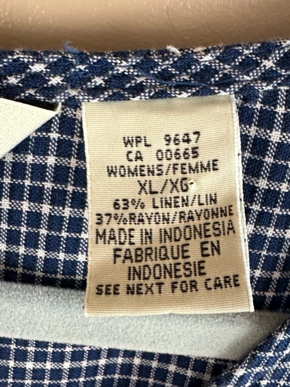 Vtg Eddie Bauer Navy Blue Plaid Sleeveless Dress XL Pinafore Jumper Cottagecore - Picture 3 of 10